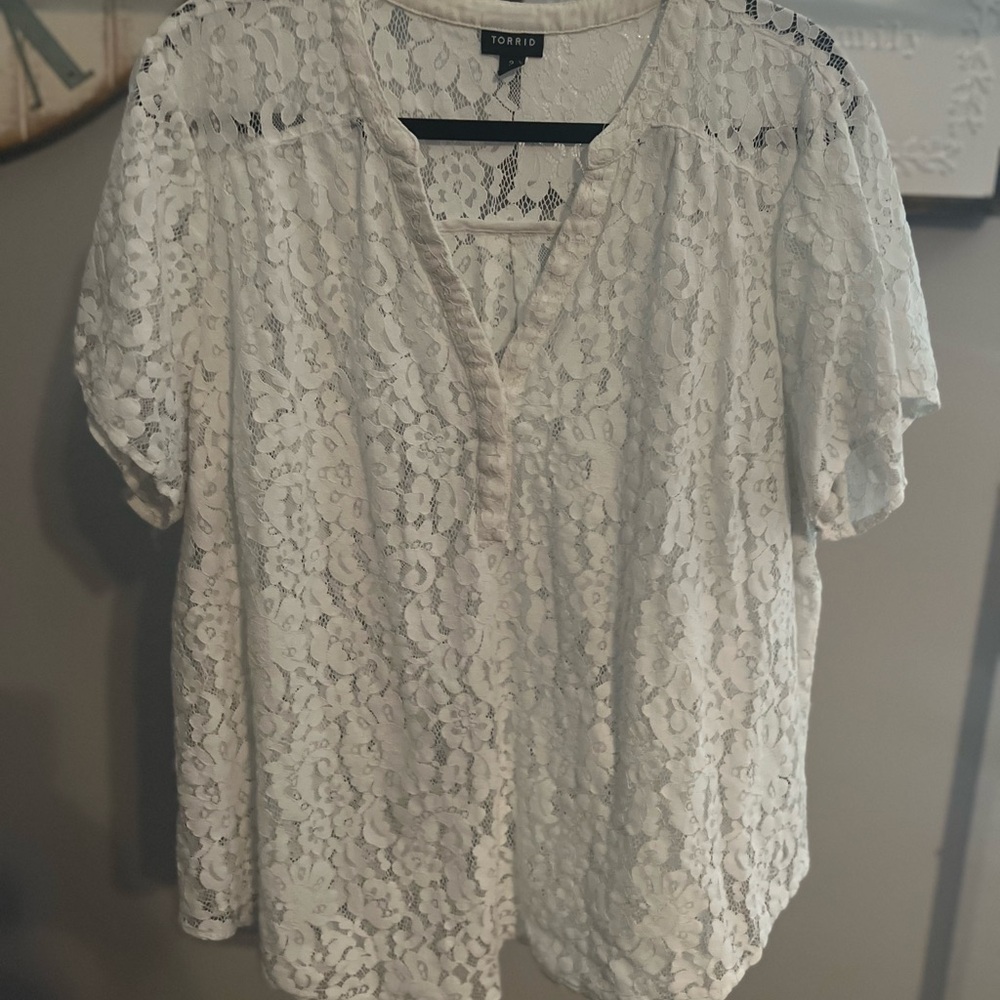 Torrid Cream Lace Blouse